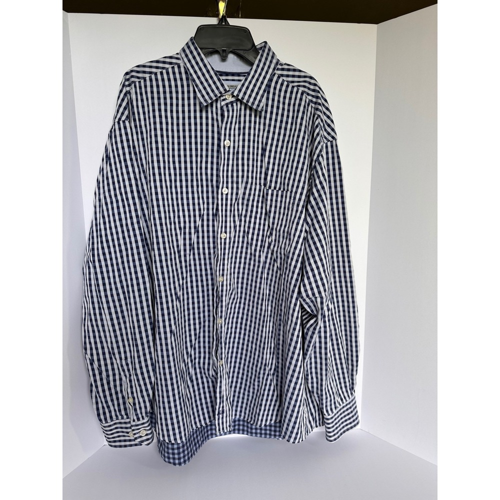 Johnston & Murphy XXL Mens Tailored Fit‎ Gingham Checkered Dress Shirt
